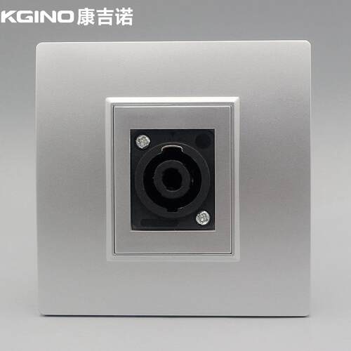 银色舞台音响插座面板86型欧姆侬大功率返听音箱4P大四芯牛角插座