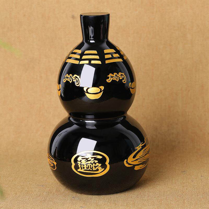 墨西哥天然黑曜石居家办公葫芦摆件黑曜岩工艺品水晶摆件饰品