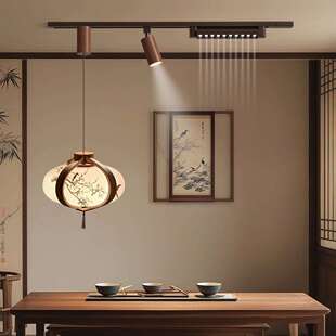 宋式美学轨道式可移位带射灯聚光增亮餐厅吊灯多头组合吧台灯超亮