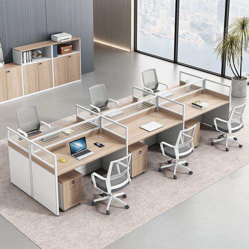 新款办公桌 简约现代职员桌四人位电脑桌椅组合2/4人屏风桌隔断桌