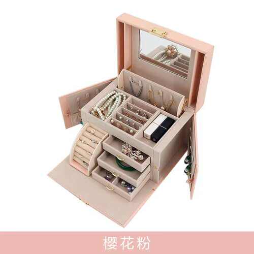 厂家直销批发珠宝首饰盒双开门木质首饰盒首饰箱现货供应多层首饰
