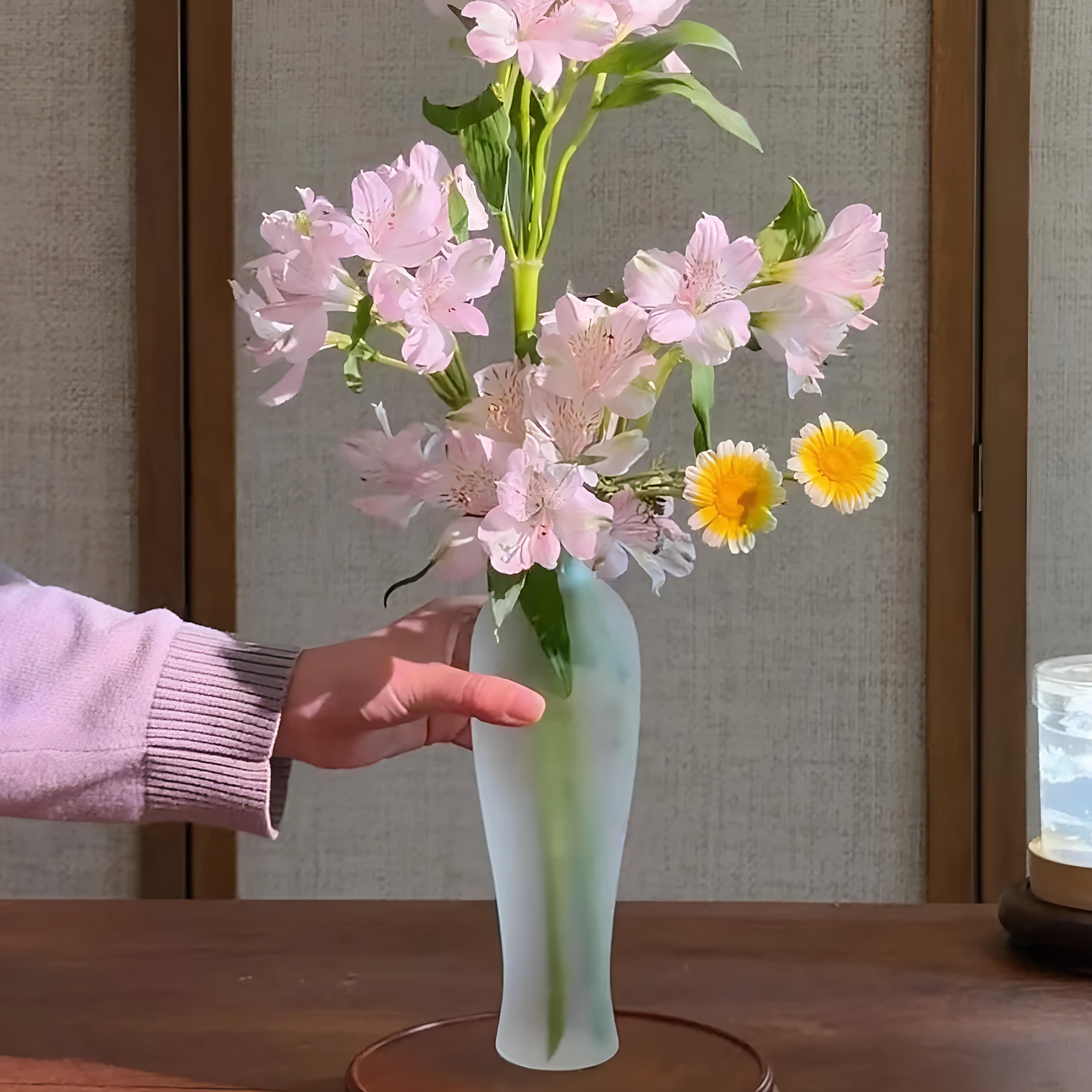 新中式宋氏美学花瓶客厅摆件透明插花器磨砂观音瓶禅意水养玉净瓶图片