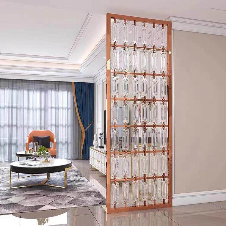 餐厅酒店水晶玻璃砖挂片屏风别墅客厅加厚不锈钢艺术玻璃玄关隔断
