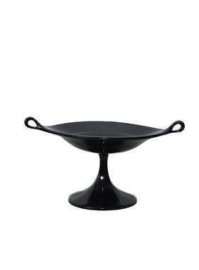 诧寂风中古风黑色双耳树脂盘轻奢高级感客厅茶几桌面摆件样板间