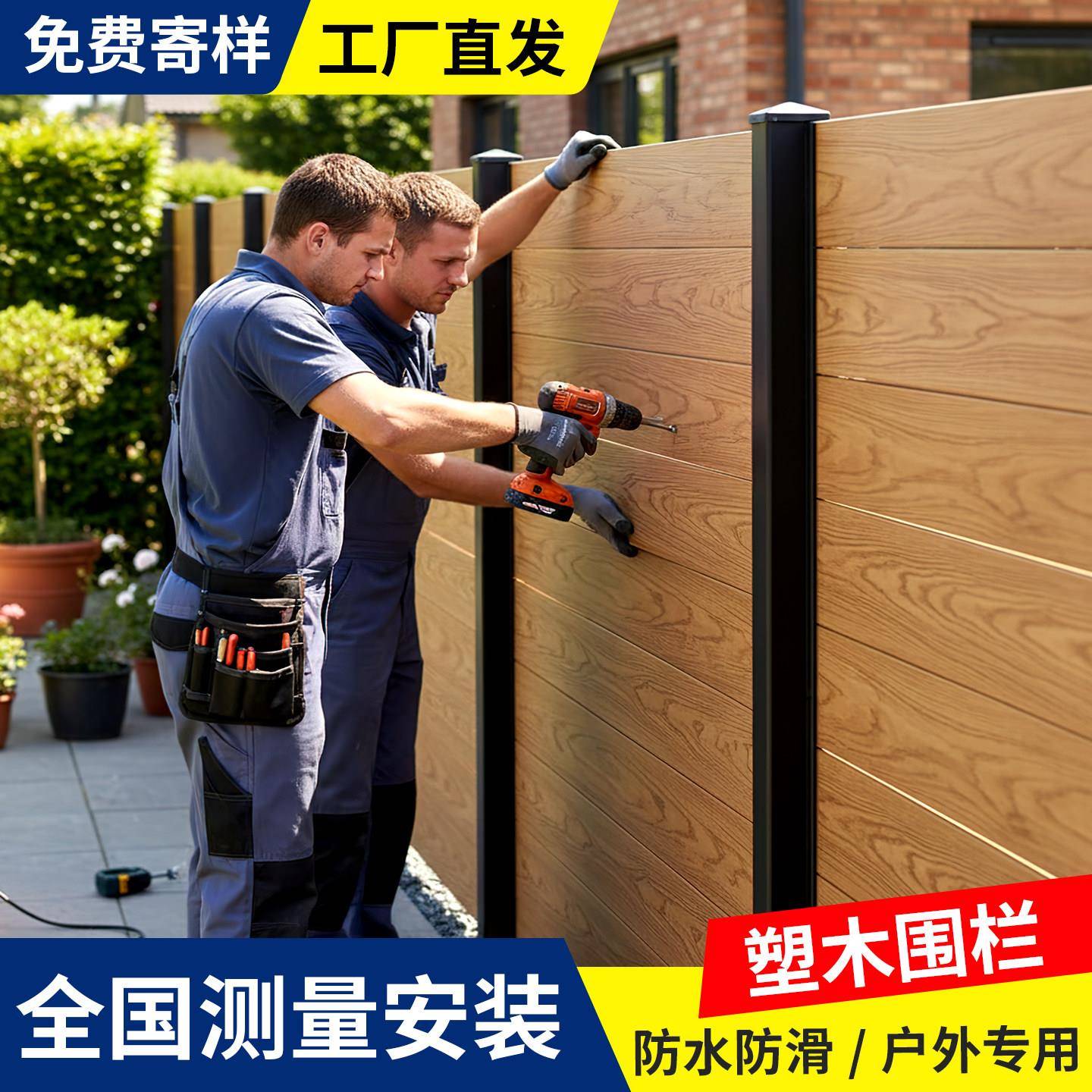 塑木围栏木塑围护栏塑木护栏院子栅栏户外庭院塑木墙板长城格栅板