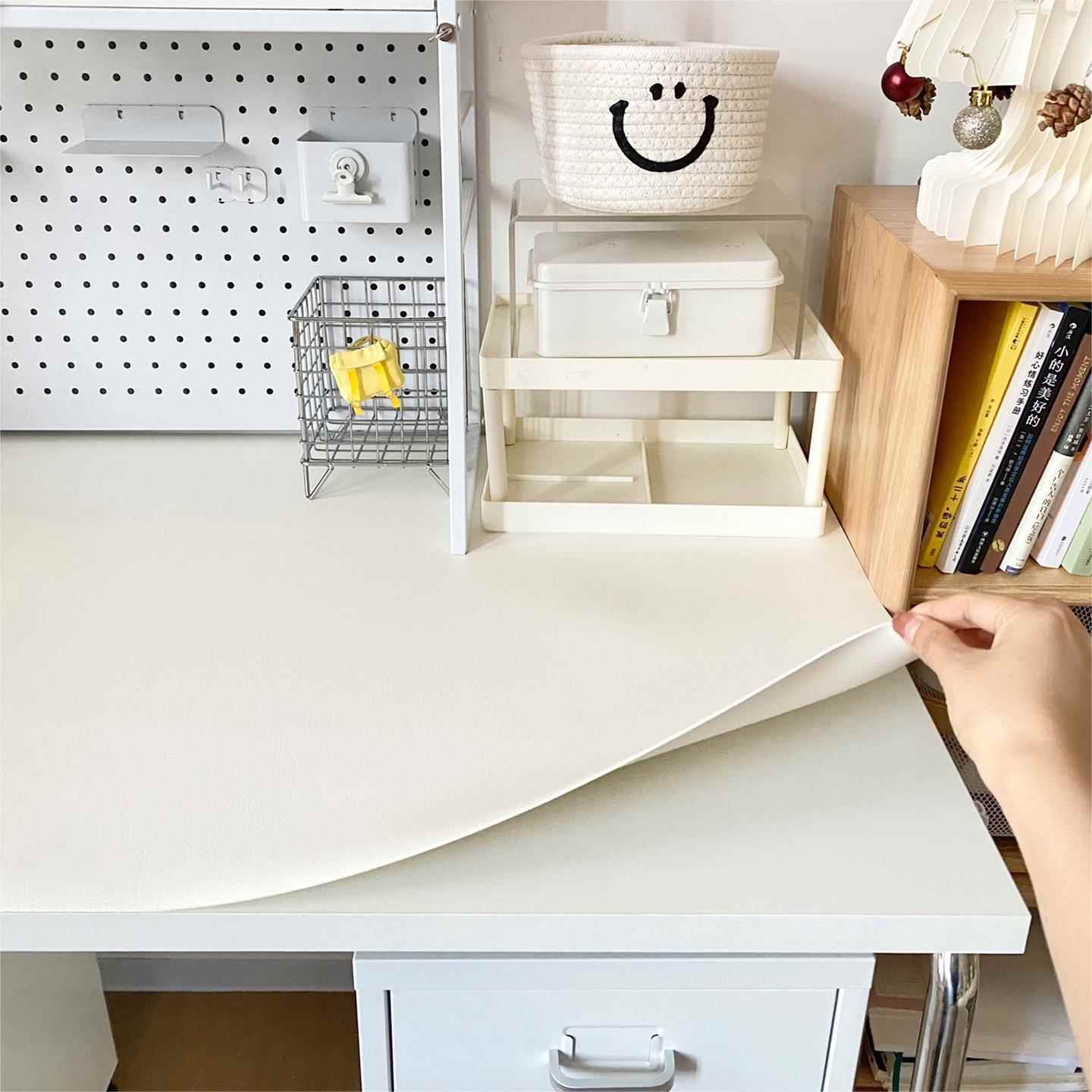 奶油白色桌垫大学生宿舍桌布韩系ins风高级感桌面垫布ins书桌学生