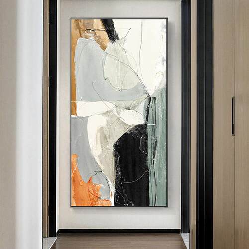 EM-921一沫廊北欧抽象玄关装饰画现代尽简走过约道头挂画背景墙竖