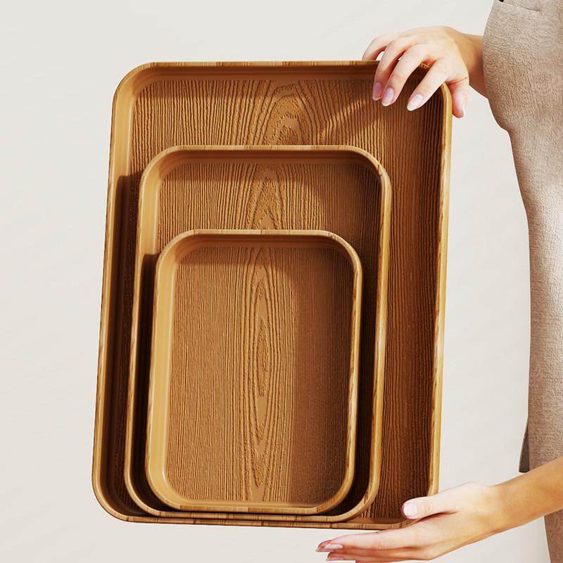 仿木纹托盘长方形家用水杯茶杯收纳茶盘商用咖啡厅餐盘面包蛋糕盘,餐饮具,餐用托盘,淘宝优惠券,粉丝福利购,淘宝优惠卷