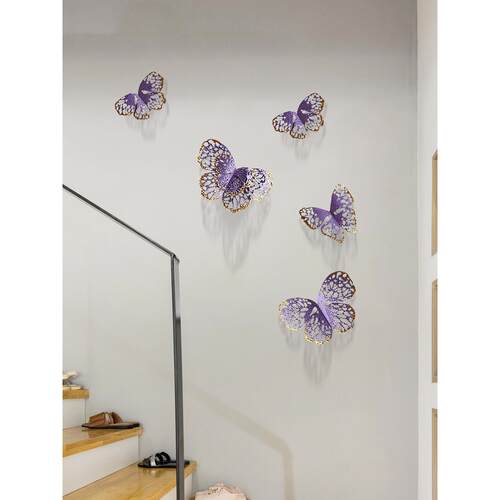 新中式铁艺蝴蝶金壁饰室内墙上装饰品设计师创意客厅手工饭厅壁饰