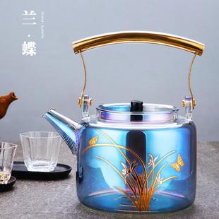 耐高温贝彩壶金银烧焕彩玻璃泡茶壶电陶炉加热家用提梁烧水煮茶器