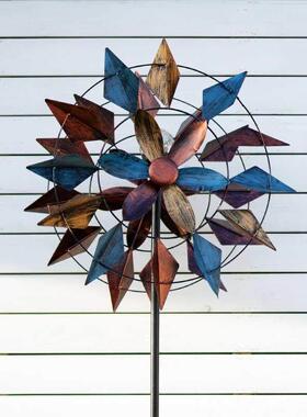 太阳能灯户外庭院铁艺旋转风车别墅幼儿园装饰布置造景落地摆件