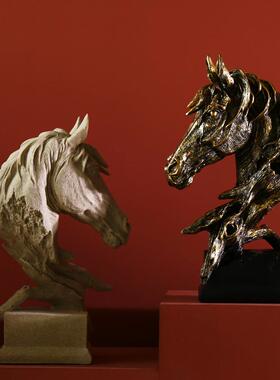 客厅高端精致摆件美式乡村复古工艺创意马头家居饰品客厅电视机柜