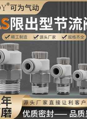 AS2201F限出型节流阀调速阀气缸调速排气推锁式速度控制气动接头