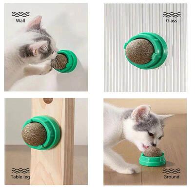 Catnip Cat Wall Stick-on Ball Toy Scratchers Treats Healthy