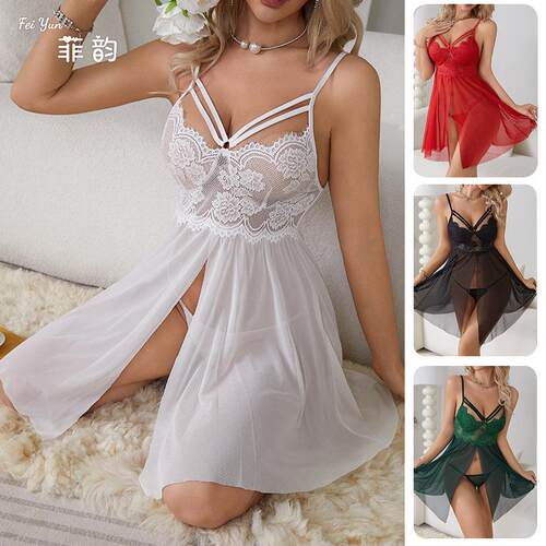 Women ’ s Sheer Lace Mesh Nightdress Sexy Slip Lingerie