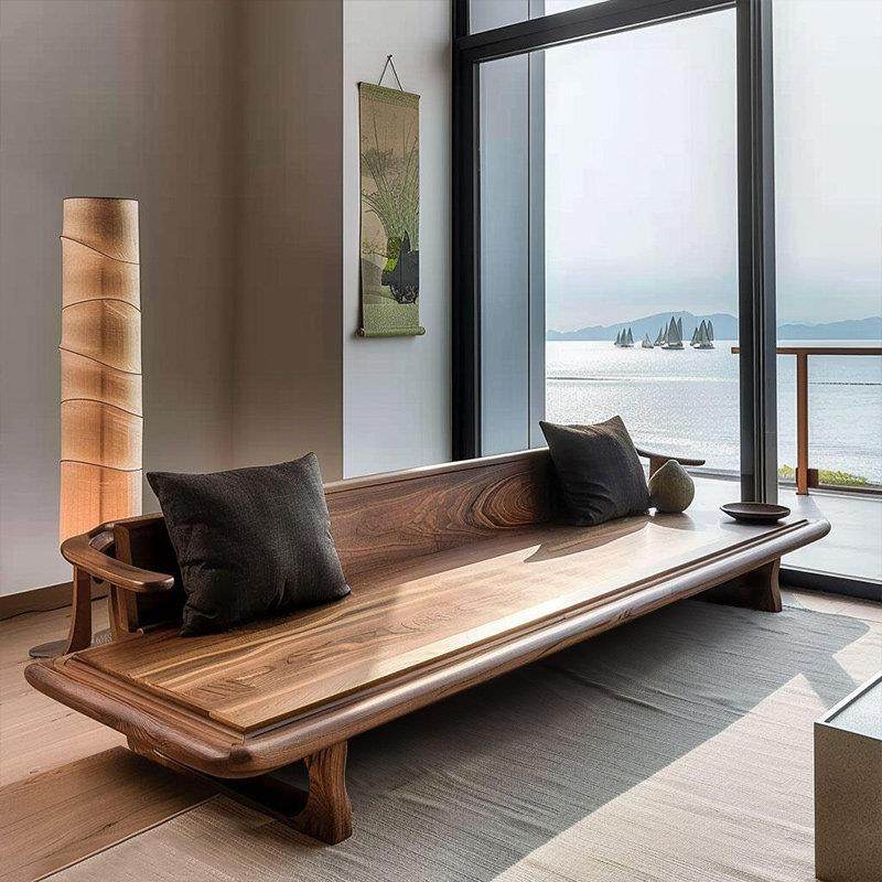 新中式实木沙发2025新款胡桃木现代简约客厅家用直排三人位沙发