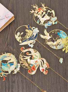 Chinese Style Brass Bookmark Tassel Pendant Retro Book Clip