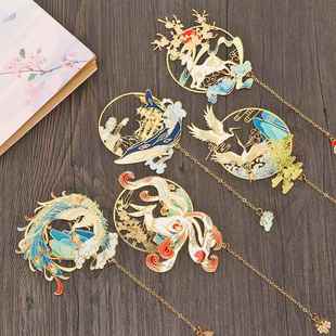 Chinese Style Brass Bookmark Tassel Pendant Retro Book Clip