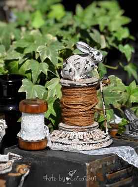 ins铸铁麻绳装饰摆件zakka花园杂货线轴家居橱窗陈列软装手作道具