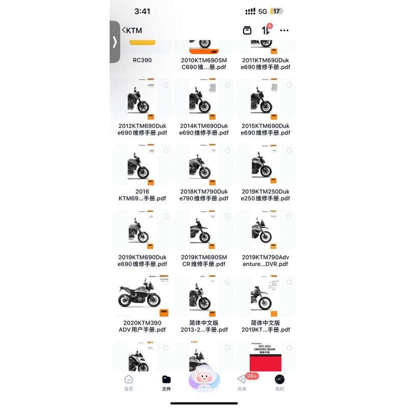 适用KTM duke RC 200 250 390 690 790 990 1290维修手册扭矩电路