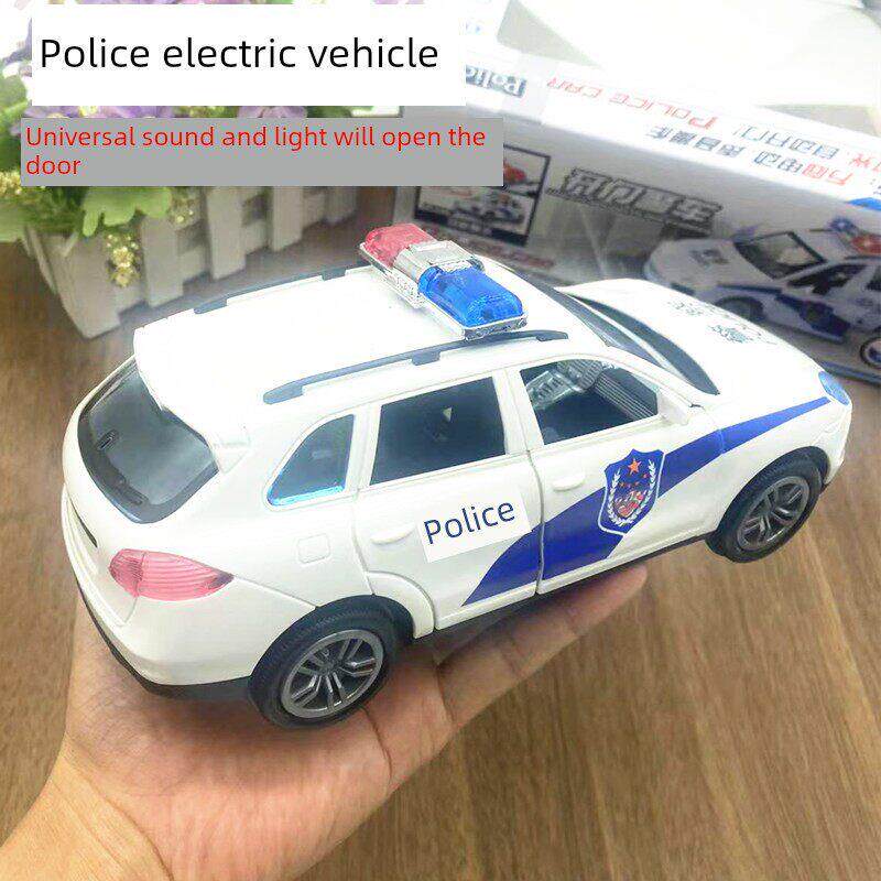 电动玩具宝宝警车音乐儿童男孩汽车车模警察万向轮跑车小孩模型