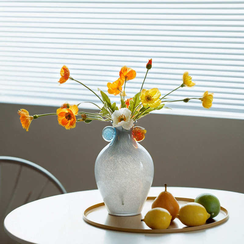 北欧创意手工双耳渐变直筒花瓶高级感餐桌电视柜软装中古摆件装饰,家居饰品,花瓶,淘宝优惠券,粉丝福利购,淘宝优惠卷