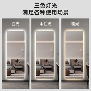店家试衣带灯穿衣WML挂 简约背光穿衣镜l镜ed灯镜镜全身壁挂用服装