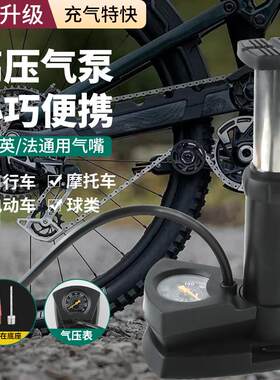 脚踩打气筒自行车家用多用高压充气泵电动电瓶摩托车气管篮球便携