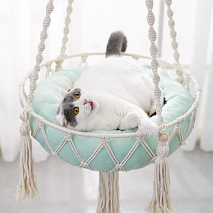波西米亚编织四季 货源 猫窝吊床宠物网兜猫咪秋千悬挂吊篮床热卖