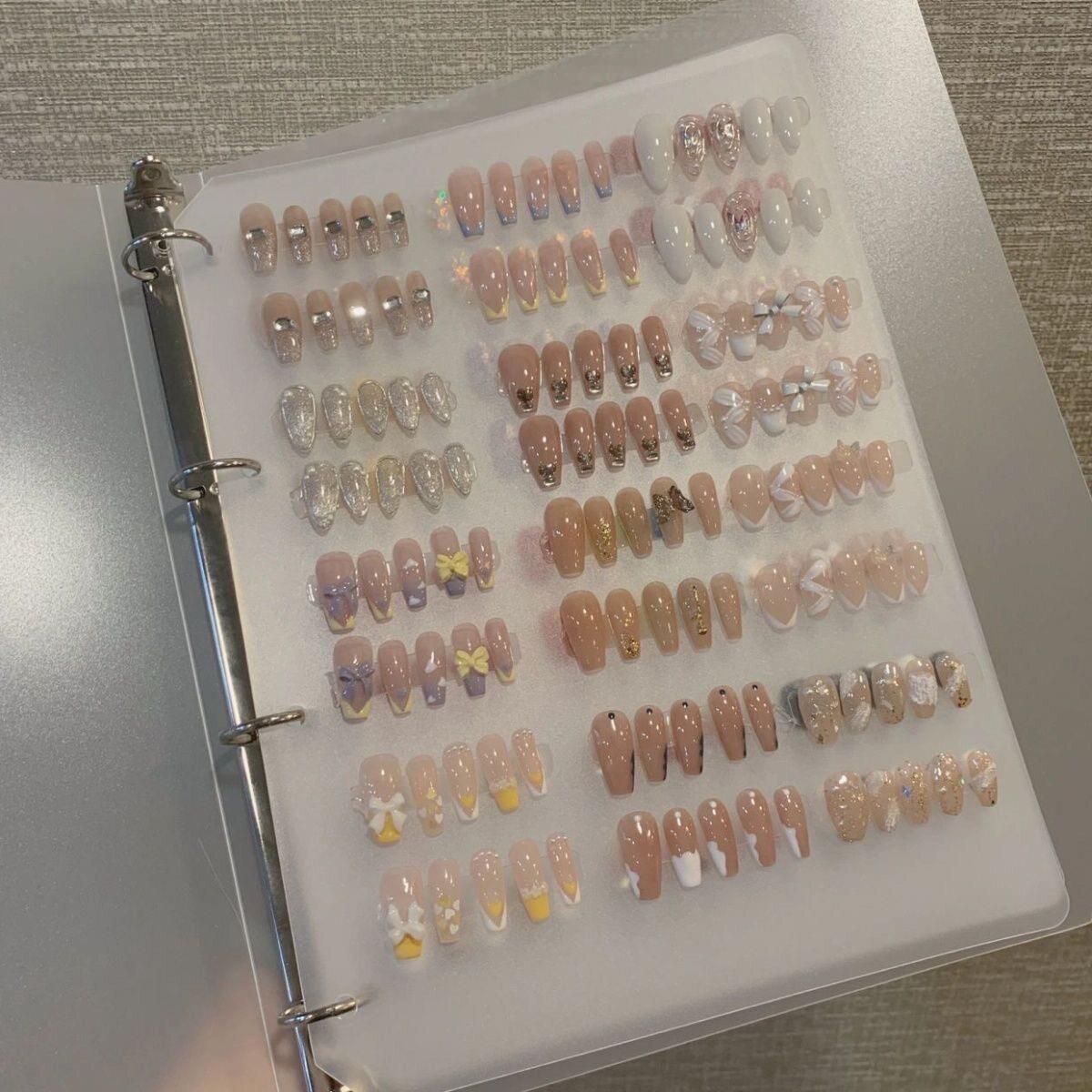 色卡甲片分类收纳册磨砂质感穿戴甲片收纳夹展示板美甲店展示板