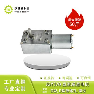 JGY370直流减速电机自锁齿轮大扭矩6V12V24V涡轮蜗杆调速马达低速