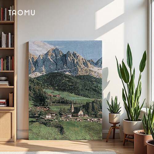 TaoMu客厅沙发背景墙装饰画氛围感落手工diy挂毯画治愈系挂画地画