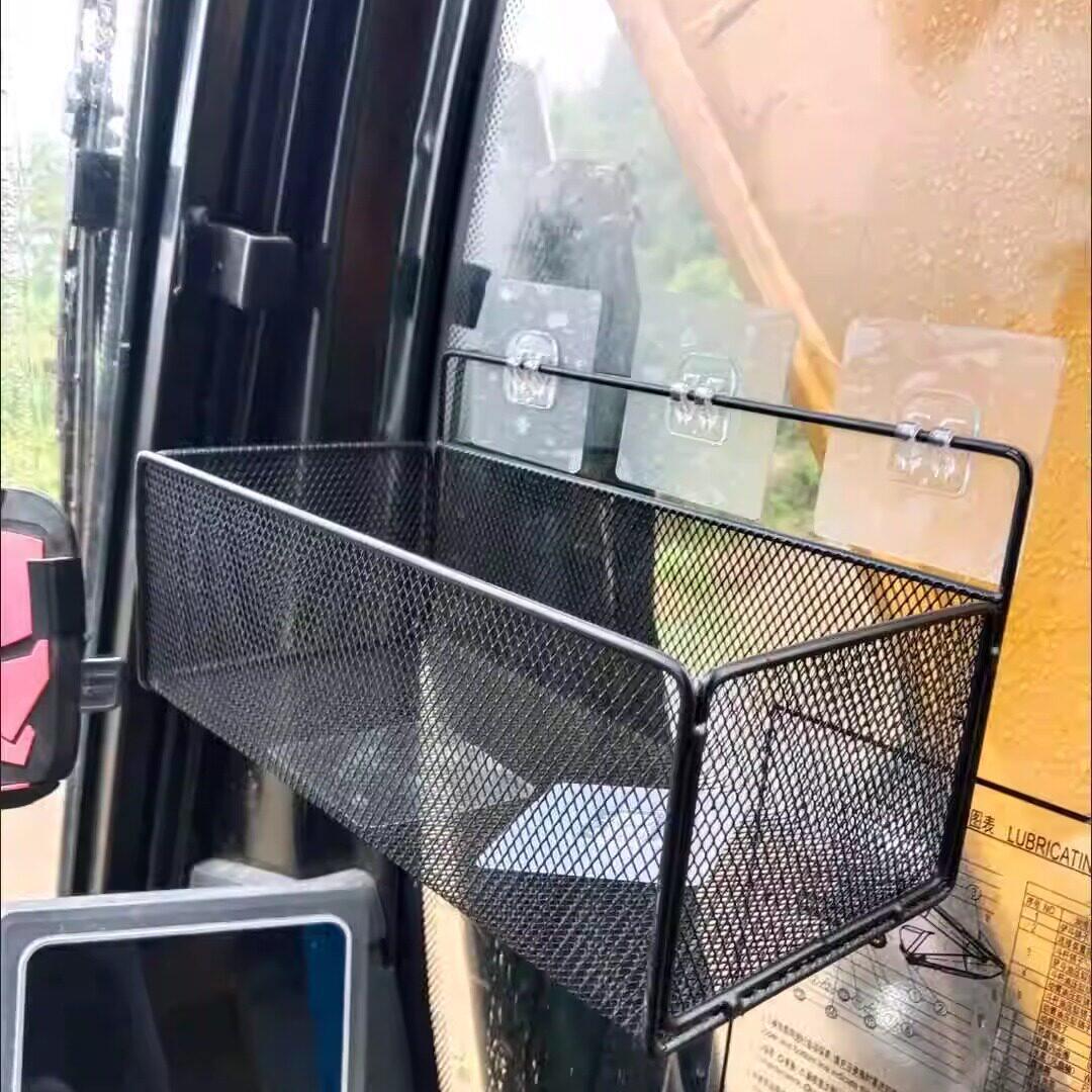 怪手储物盒驾驶室收纳筐黏贴农用拖拉机收割机收纳盒手机置物架盒