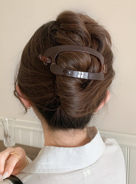 简约气质椭圆发夹女脑后勺高级感一字扭扭夹大号盘发量多头饰夹子