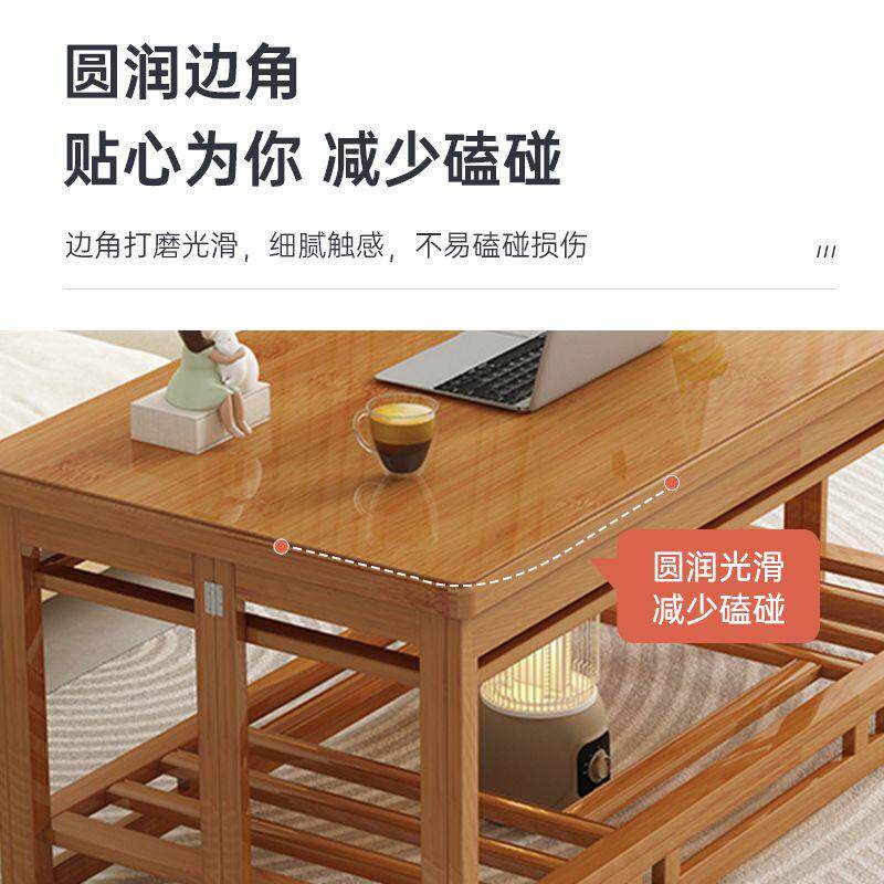 德国2026爆款烤火桌子家用长方形可折叠餐桌新款客厅楠竹简易实木