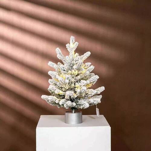 青檬跨境圣诞节装饰品45CM八音盒旋转音乐树积雪圣诞树桌面摆件