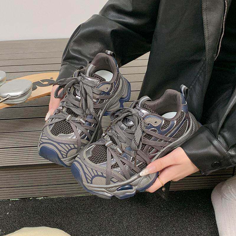 厚底绑带老爹鞋女秋冬2025款增高软底时尚休闲鞋百搭轻便运动女鞋