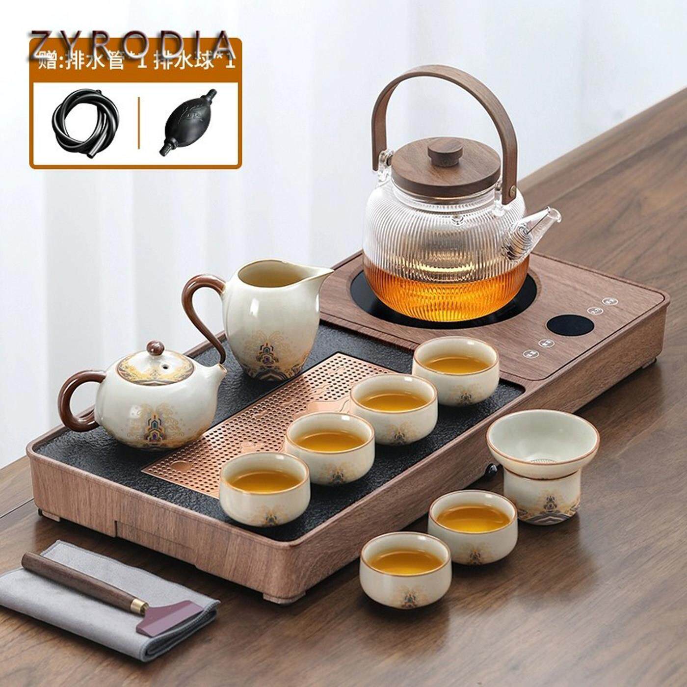ZYRODIA茶具套组家用汝窑轻奢高档客厅自动茶盘茶台烧水壶一体