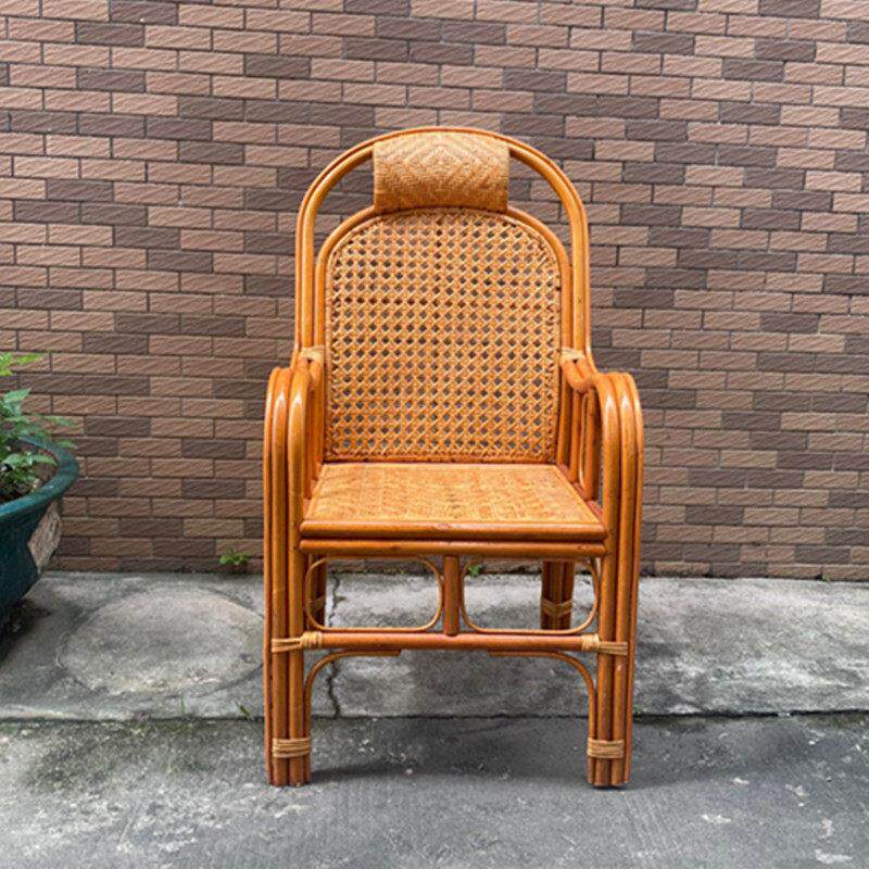 天然真藤椅休闲阳台单人老人高靠背藤编家用客厅椅子办公电脑滕椅