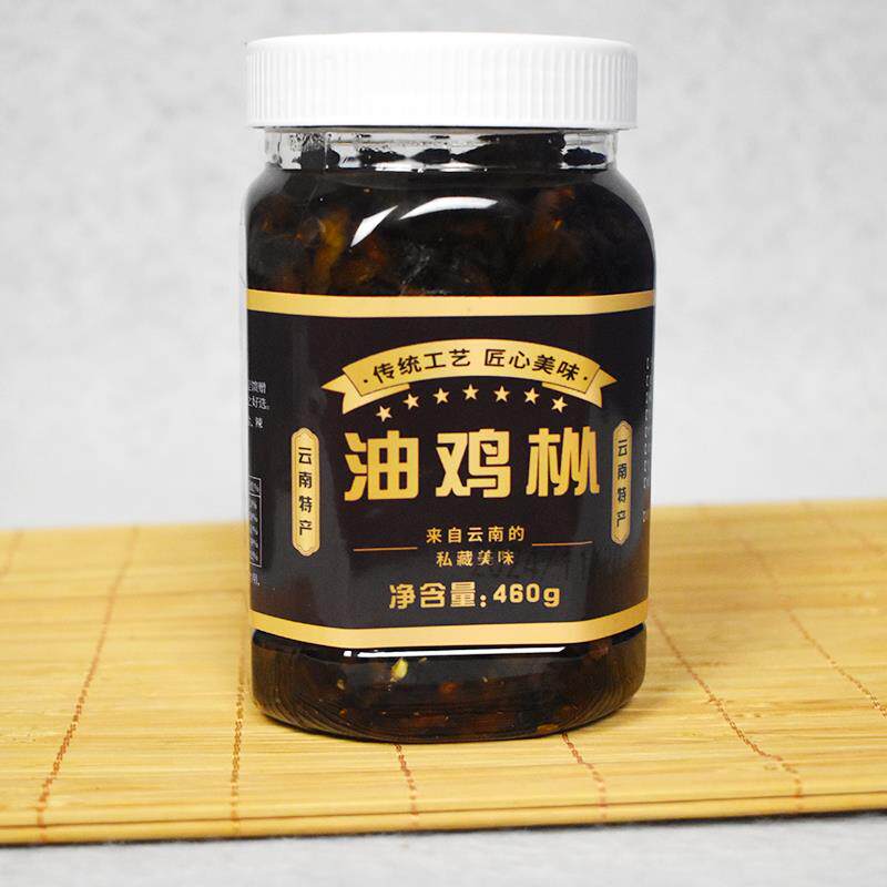 云南特产油鸡肉丝菇酱即食油炸鸡纵菇干零食菌鸡棕菌菇酱拌面 面