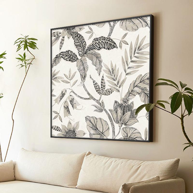 式客装厅花境美厅玄关饰画法式简约大幅衣帽间挂画复古植物花餐卉