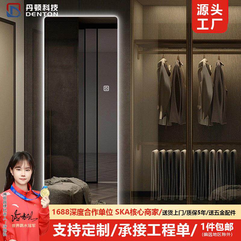 无框全身镜子穿衣镜led灯镜壁挂圆角服装店智能试衣镜带灯装饰镜