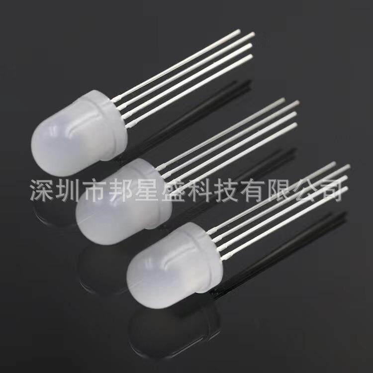 厂家供应 f8全彩RGB 四只脚高亮发光二极管8mm 直插led灯珠