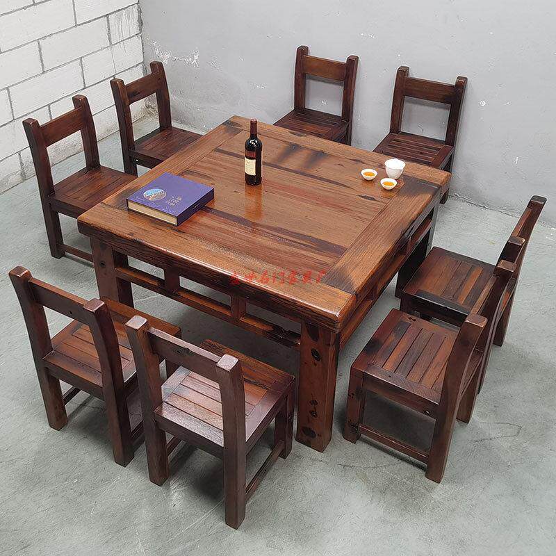 老船木餐桌铁客厅现代简约名木风格新中式餐桌方桌沉默风格