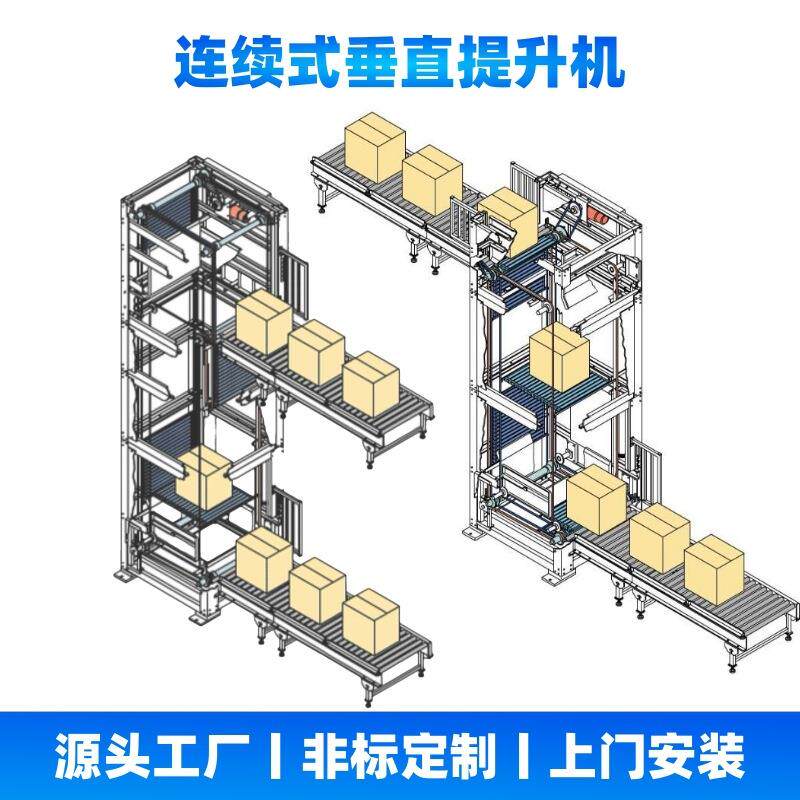 连续式提升机循环往复式箱式货物层间搬运输送设备固定垂直升降机