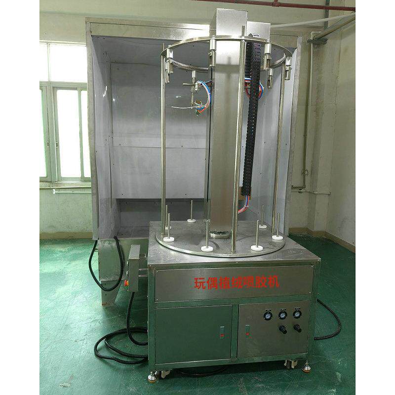 大容量双工位全自动大型机器旋转高温耐热玩偶植绒喷胶机