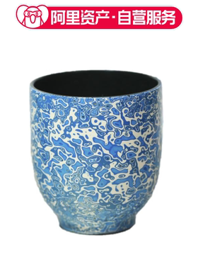 蒋宏利玉雕和田玉青玉大漆闻香杯-蓝色天然玉石蒋宏利和田玉茶具