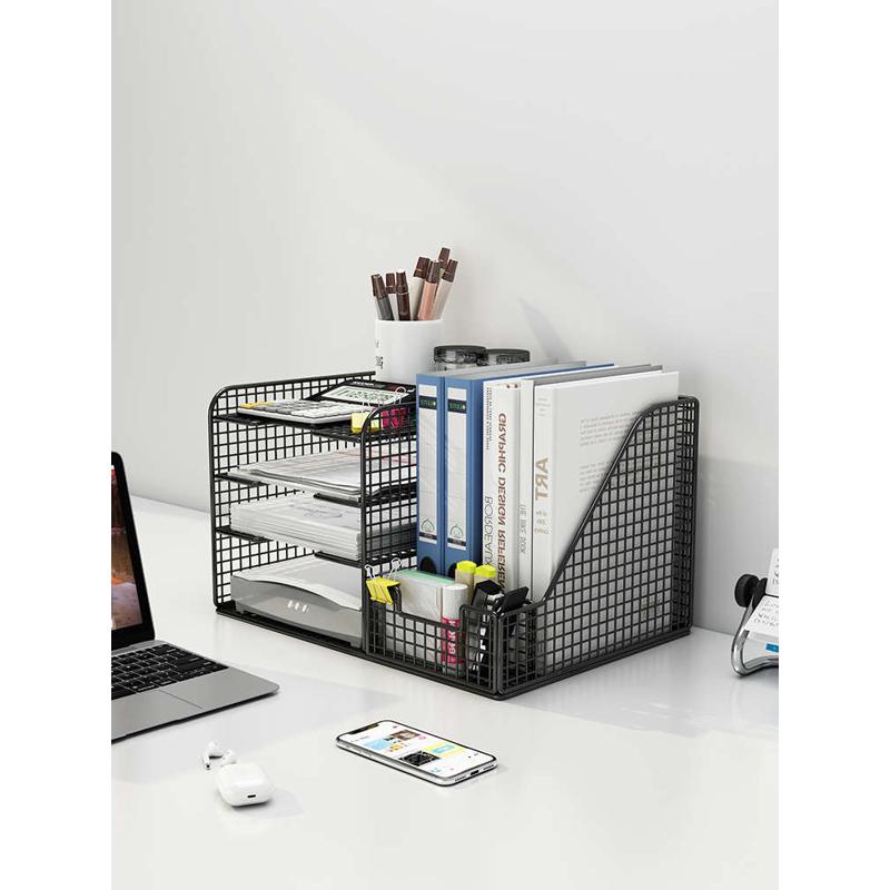 办公桌收纳置物架文件收纳盒办公用品文件架桌面书架多层大容量文