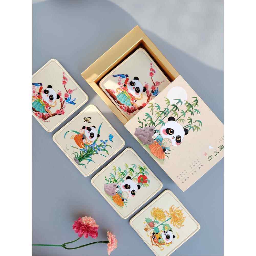 熊猫文创丝绸杯垫茶垫中国元素特色礼物送老外国人老师创意伴手礼,节庆用品/礼品,文化创意杯垫/餐垫,淘宝优惠券,粉丝福利购,淘宝优惠卷
