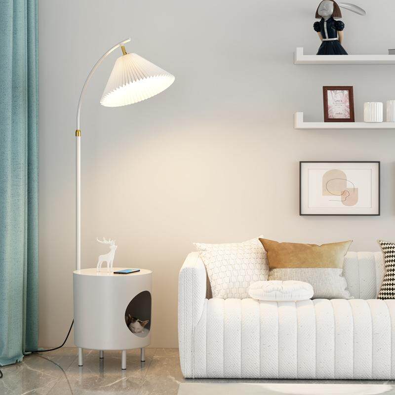 落地灯客厅沙发旁创意猫窝茶几置物架一体卧室床头立式台灯阅读灯